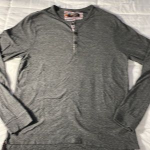 Ben Sherman Men’s  Shirt Long Sleeve Henley T-Shirt Grey Size XL
